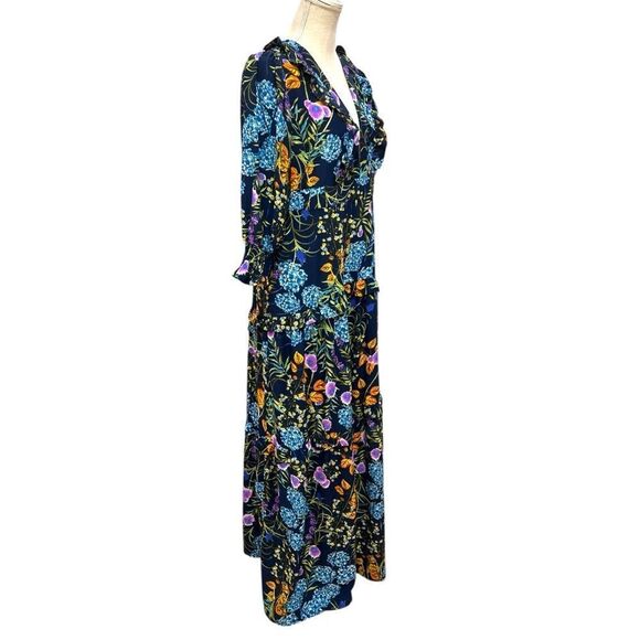 MELLODAY V-Neck Tiered Navy Multicolored Maxi Dress 
Size XL - Picture 3 of 6